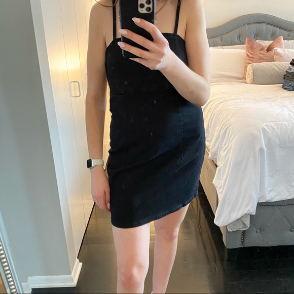Zara Black Denim Mini Dress Medium - Picture 5 of 5